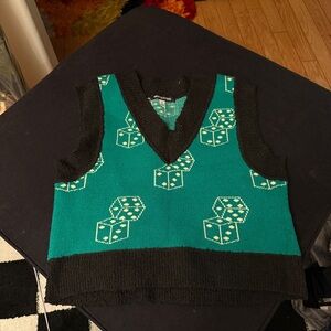 Green Dice Knit Sweater Vest